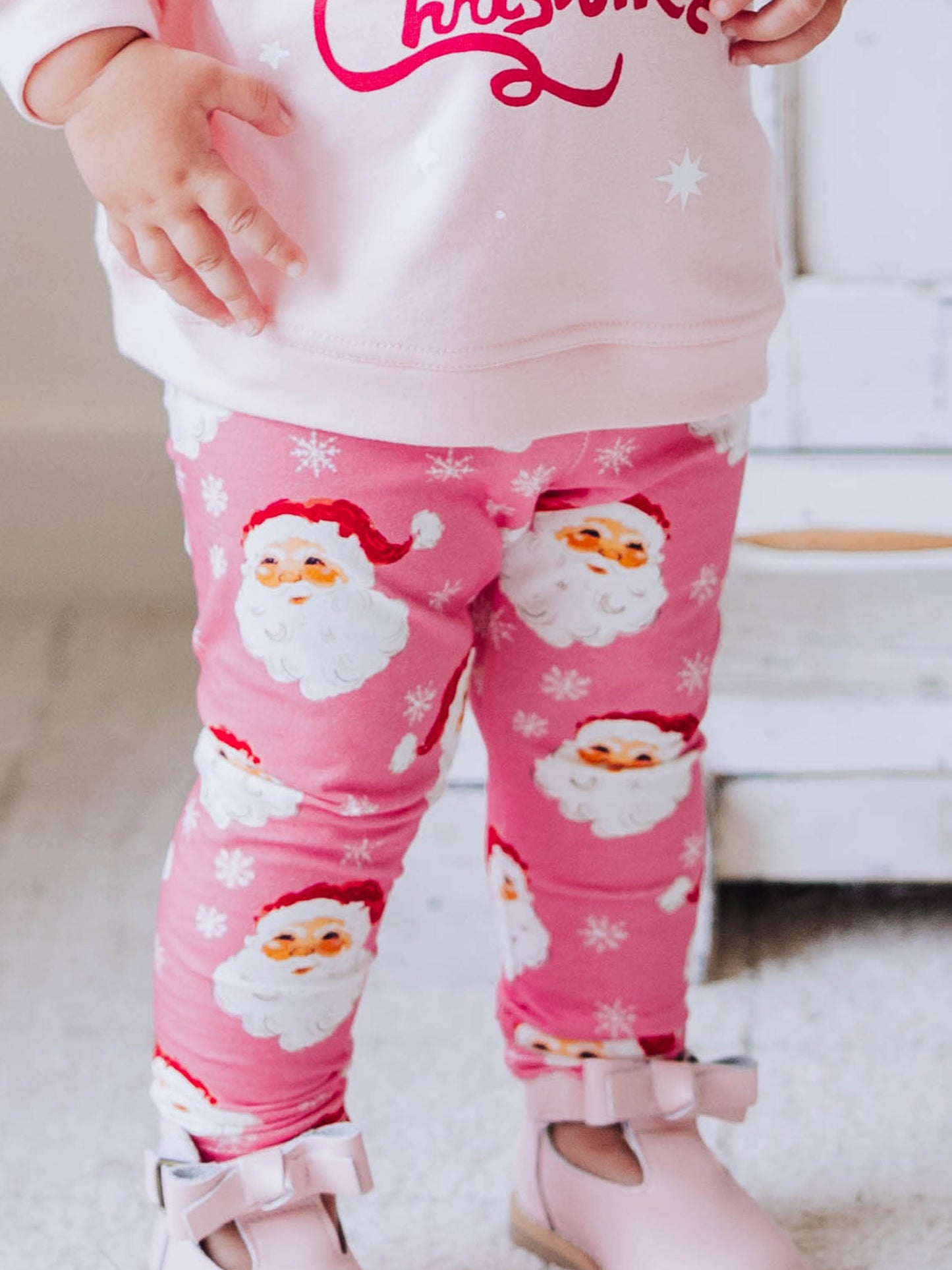 Frankie Leggings - Jolly St Nick in Pink