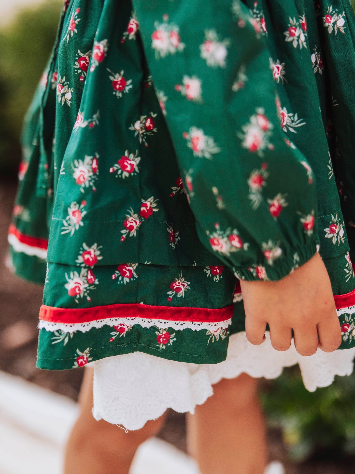 Margo Dress - Green Roses (Size Up)