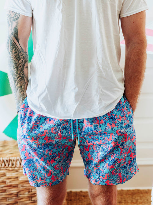 Men's Swim Trunks - Pink Elephants