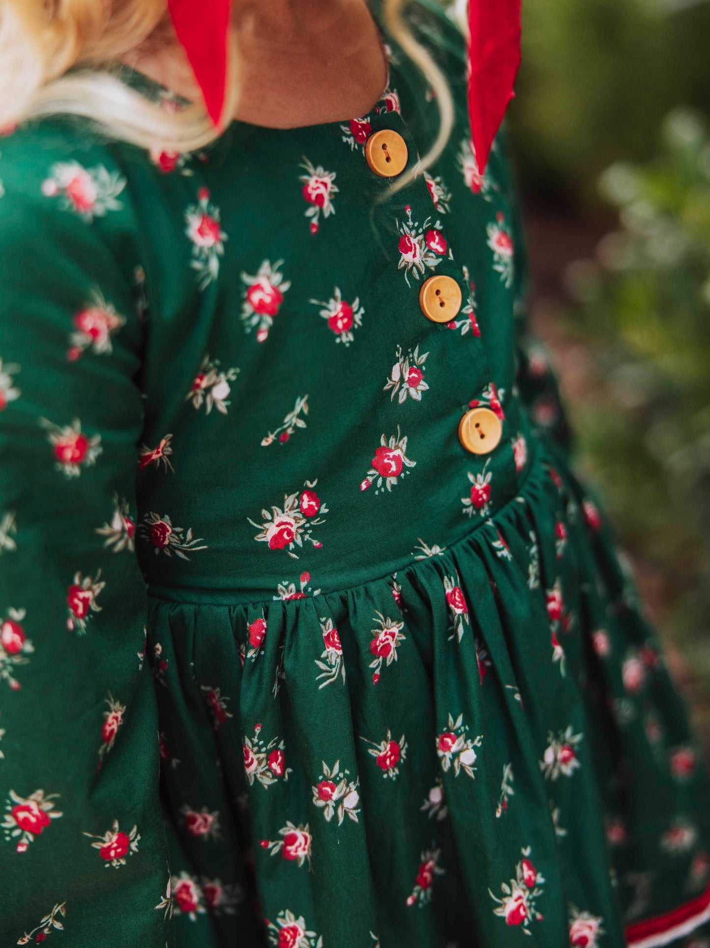 Margo Dress - Green Roses (Size Up)