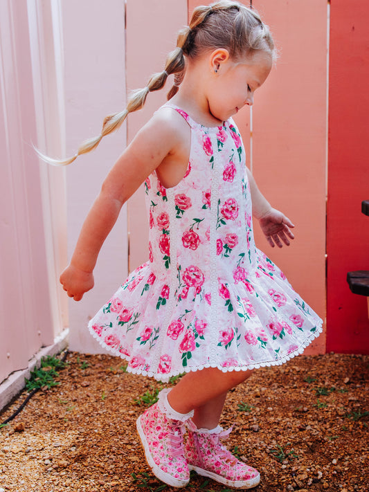 Lacey Tunic Dress - Raspberry Roses