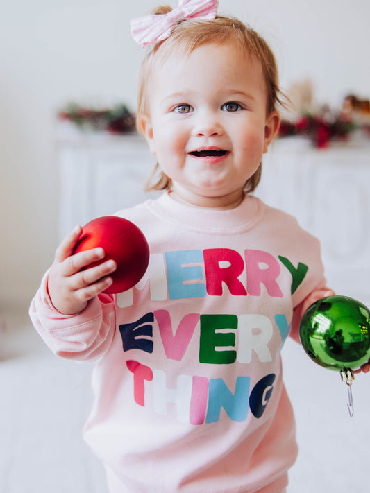 Warm Knit Sweatshirt - Merry Everything on Pink