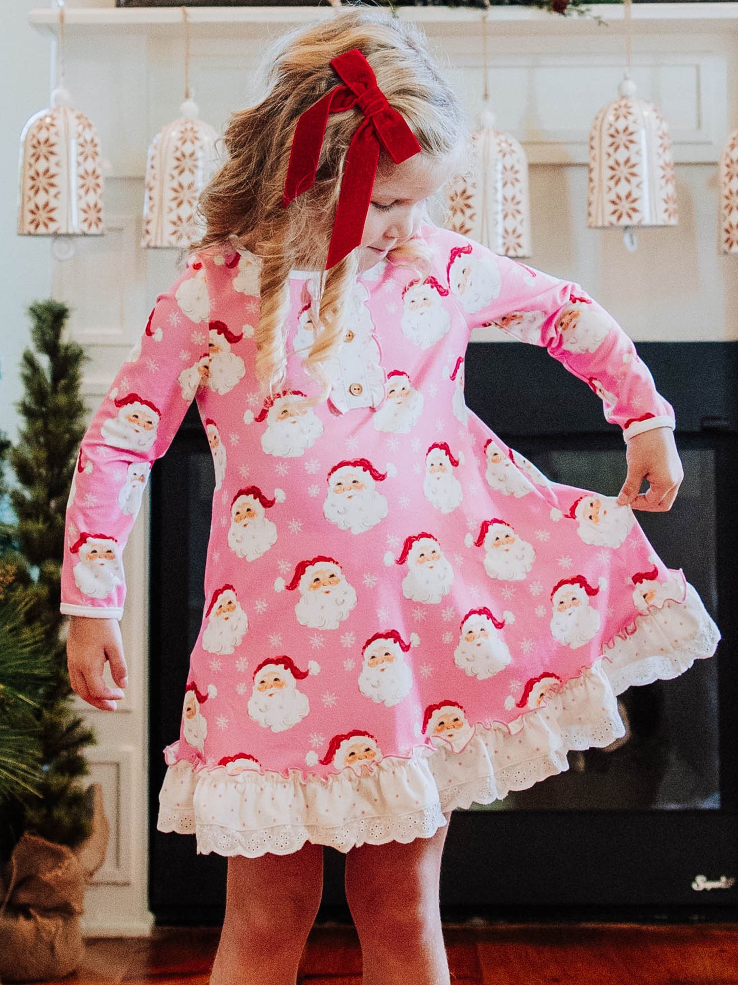 Everyday Play Dress - Jolly St Nick in Pink