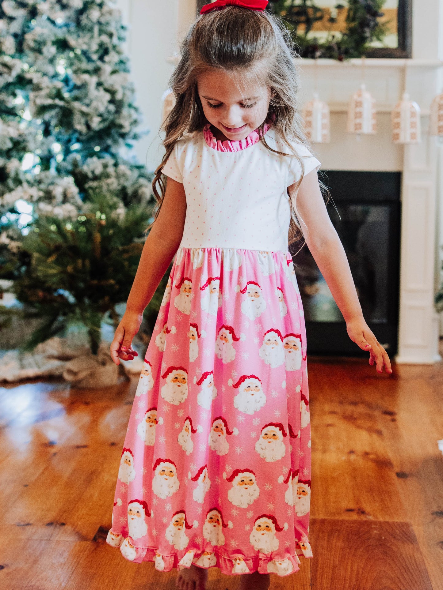 Maxi Play Dress - Jolly St Nick in Pink