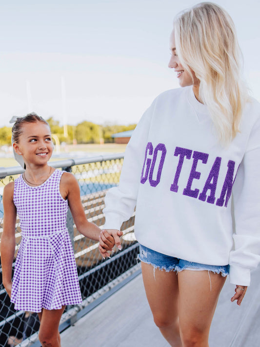 Adult Warm Knit Sweatshirt - Go Team Purple