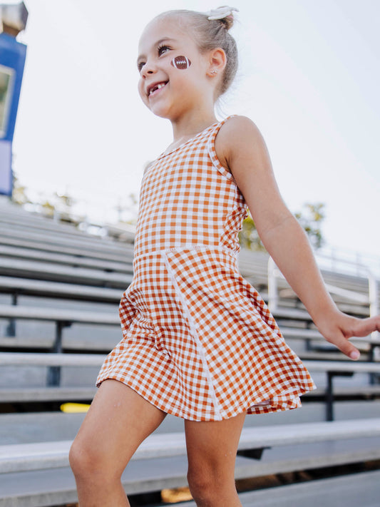 Tennis Dress - Burnt Orange Check