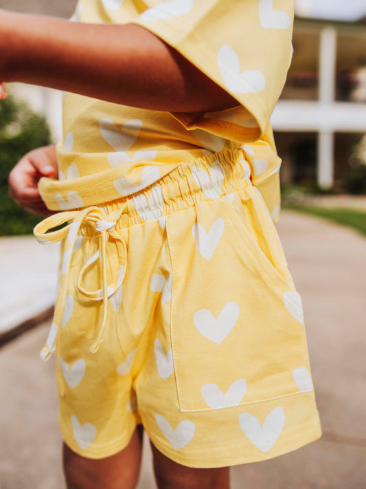 Relaxed Short Set - Butter Cream Hearts
