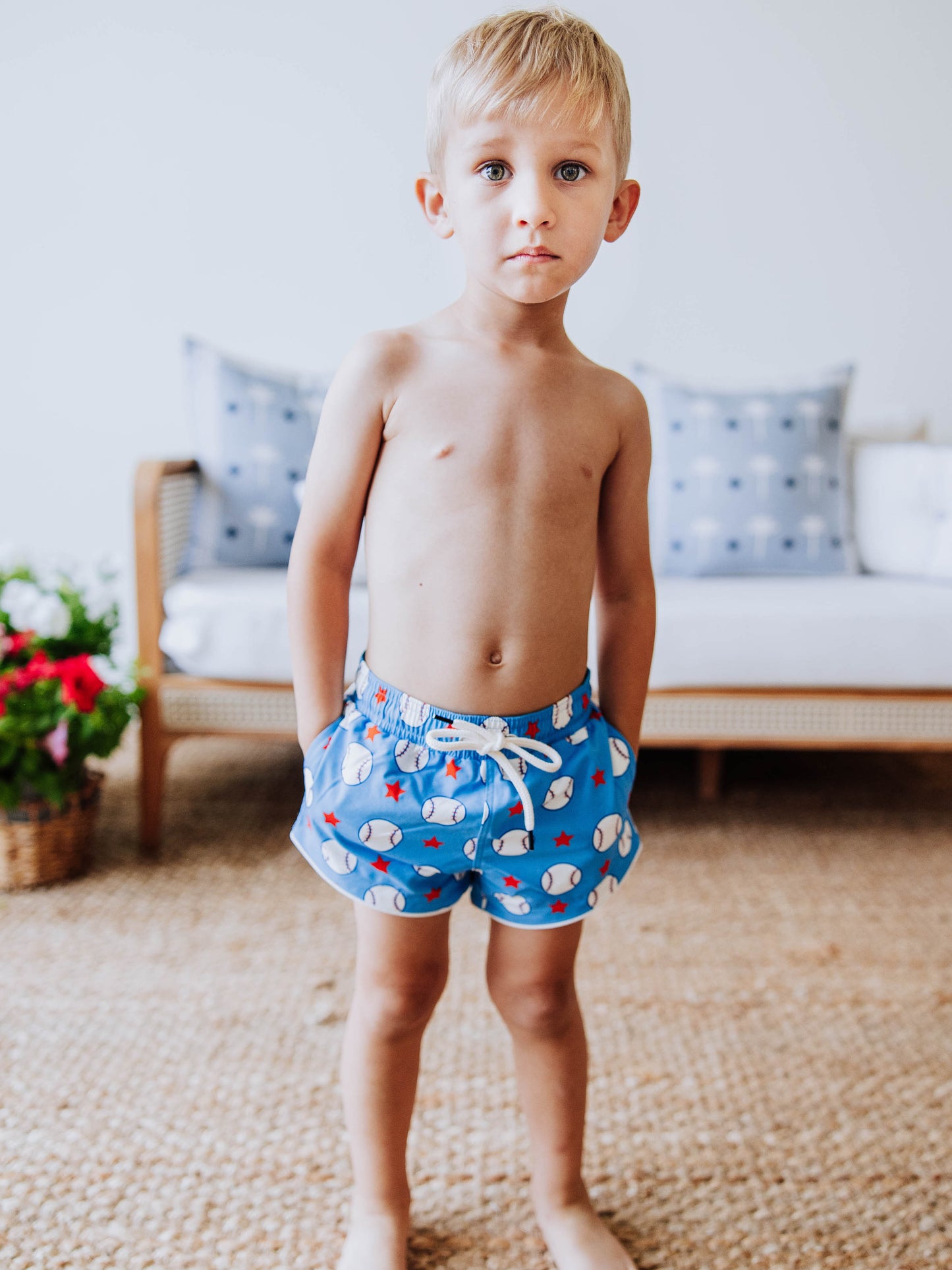 Boy's Swim Trunks - Allstar Baseball