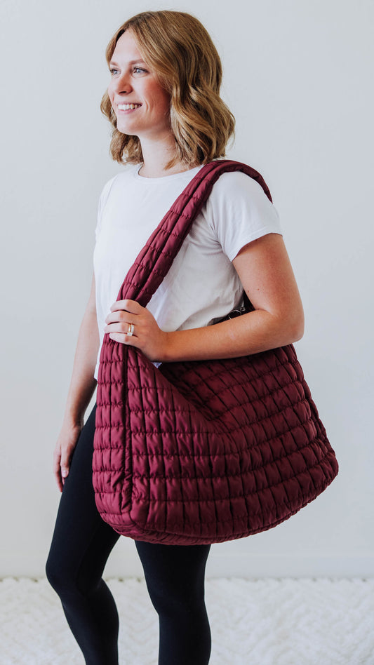 Puffer Tote - Maroon