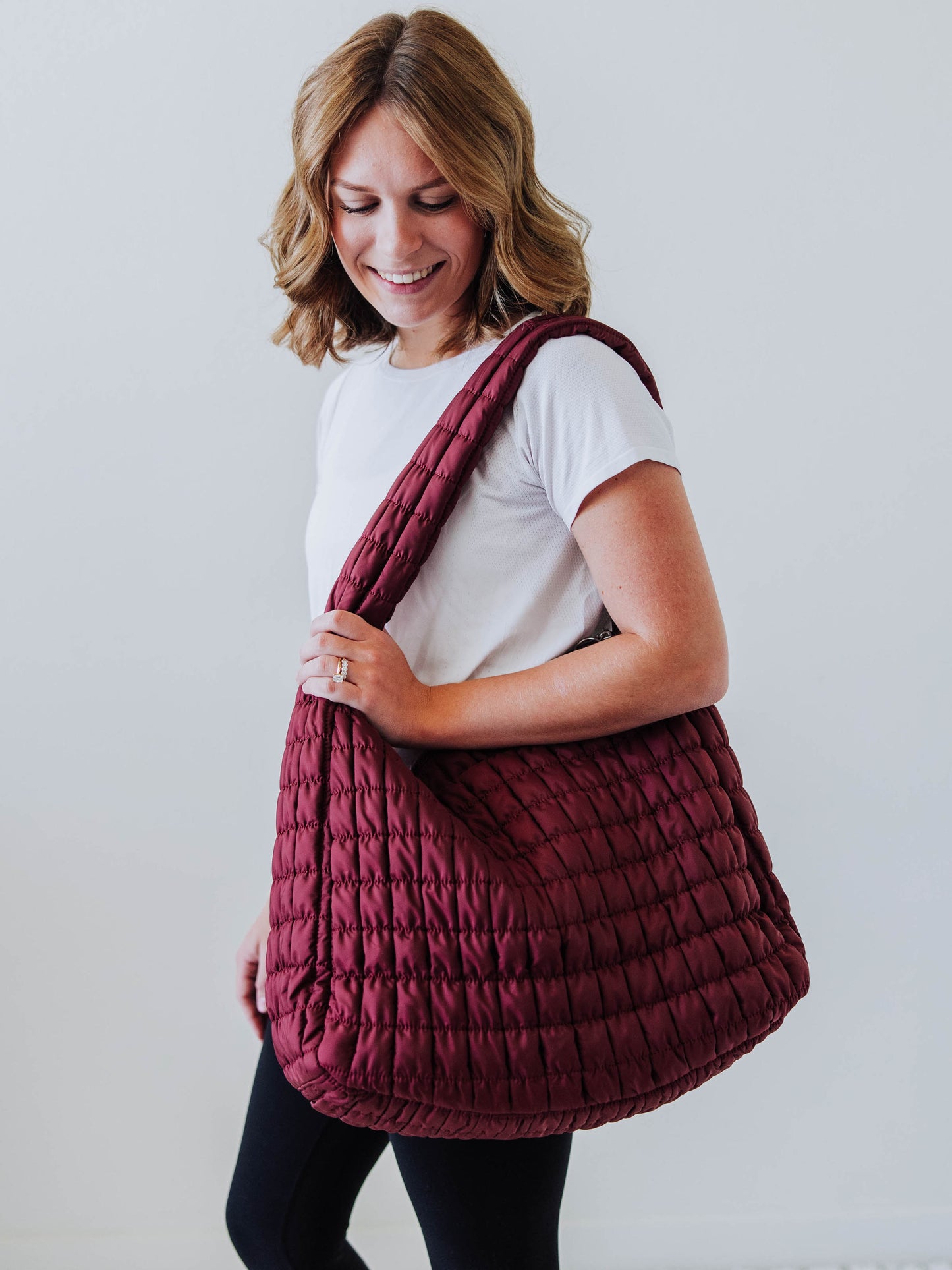 Puffer Tote - Maroon