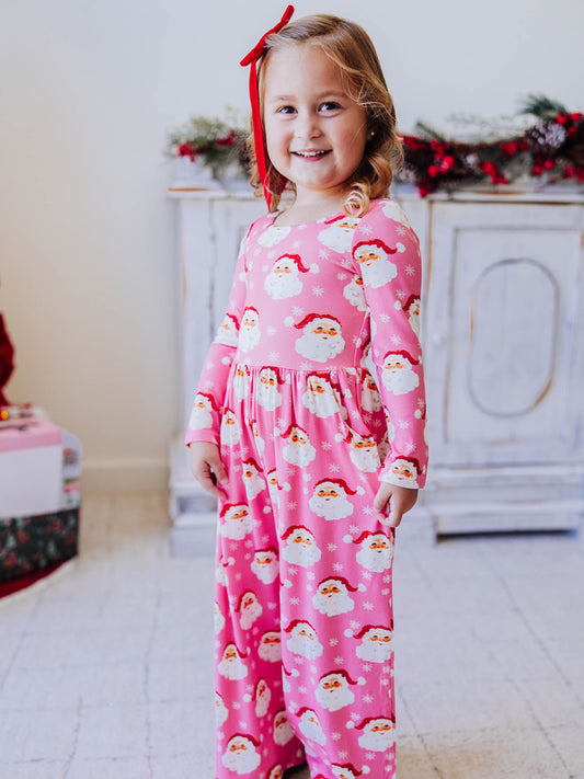 Leggy Romper - Jolly St Nick in Pink