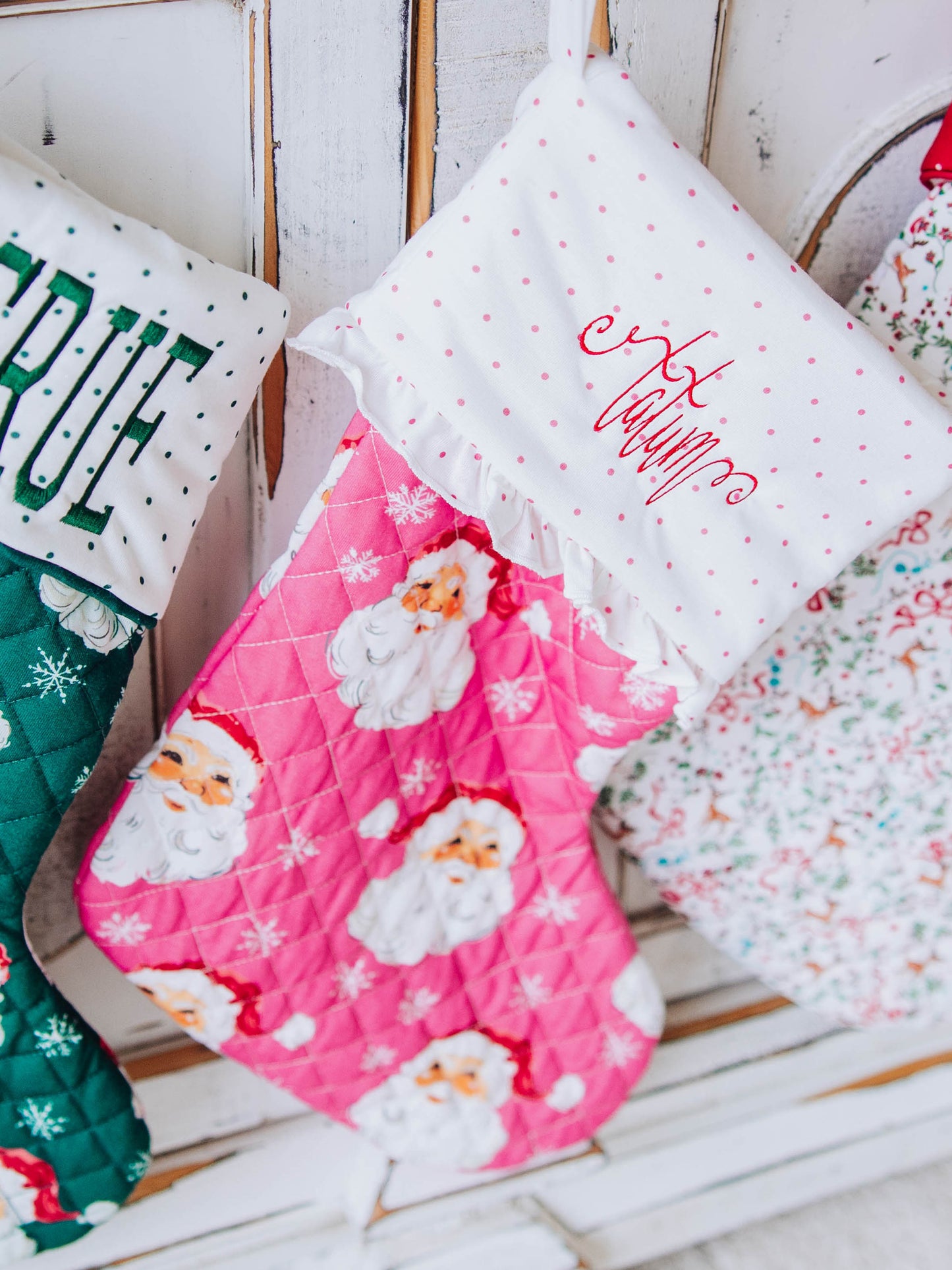 Ruffled Stocking - Jolly St Nick in Pink