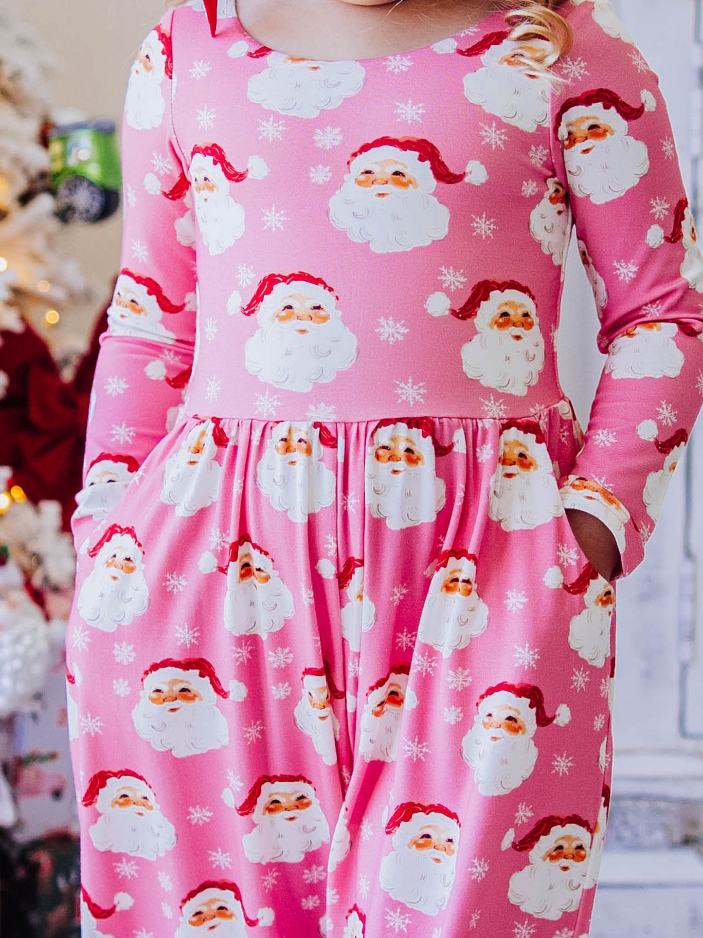 Leggy Romper - Jolly St Nick in Pink