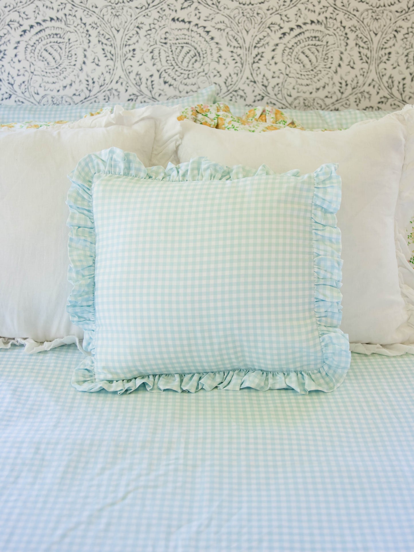 16 x 16 Pillow Cover - Blue Gingham