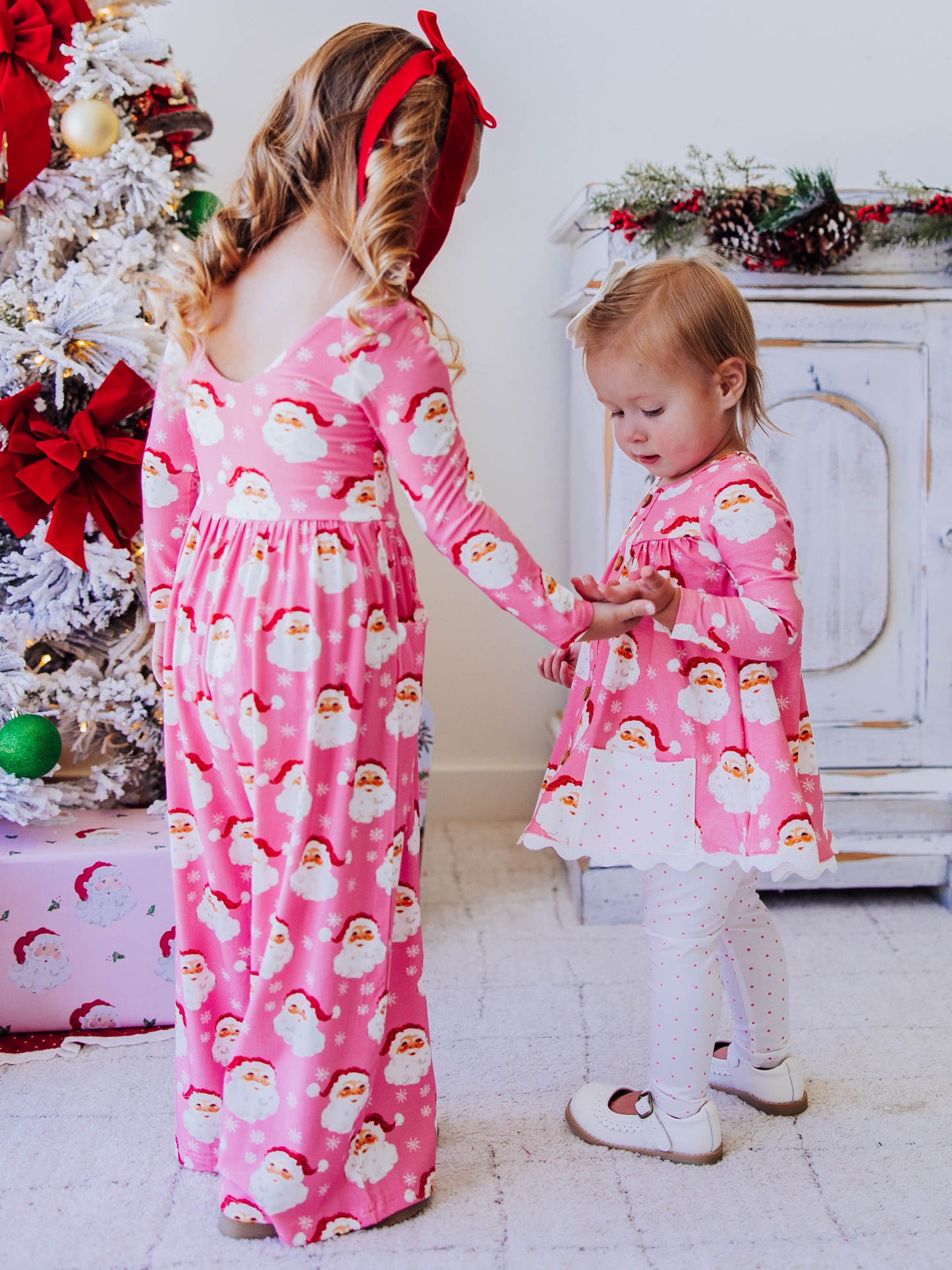 Leggy Romper - Jolly St Nick in Pink