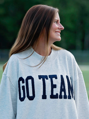 Adult Mock Neck Sweatshirt - Midnight Navy Go Team
