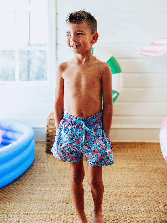 Boy's Swim Trunks - Pink Elephants