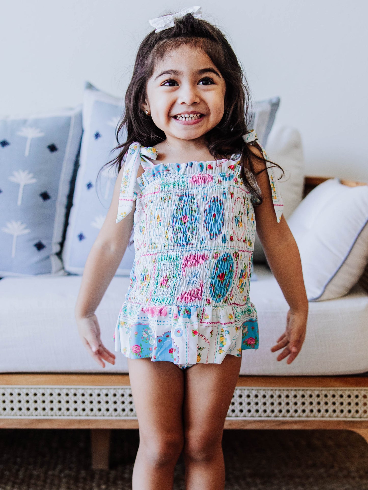 Smocked One Piece - Spring Patchwork