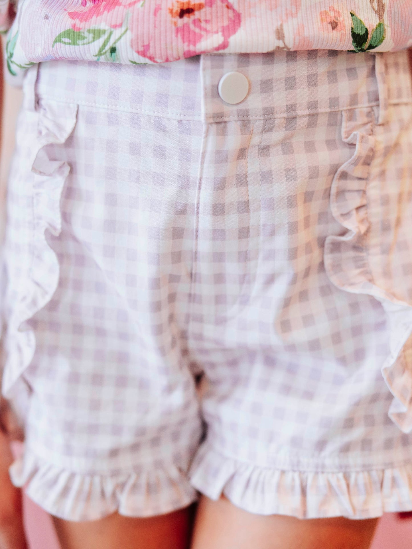Ruffled Shorts - Purple Gingham