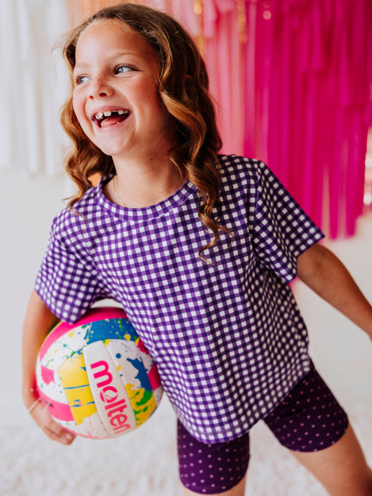 All in Motion Set - Purple Gingham
