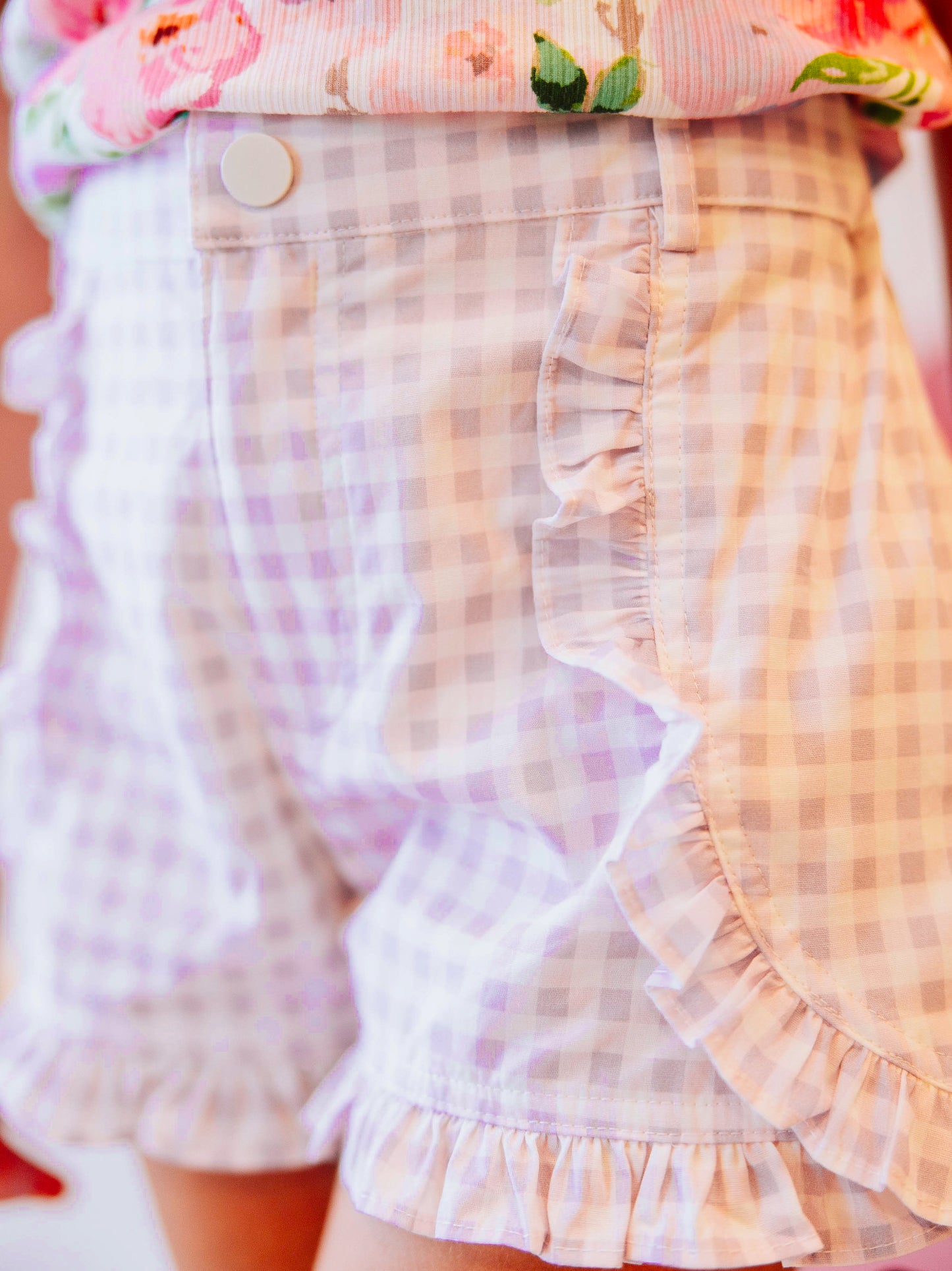 Ruffled Shorts - Purple Gingham
