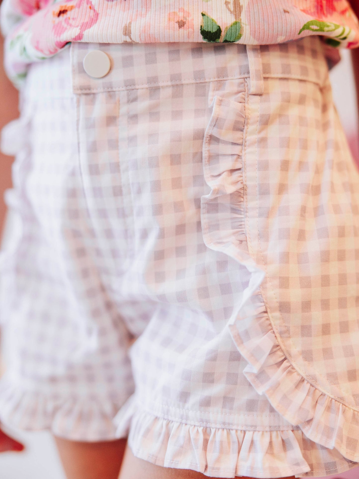 Ruffled Shorts - Purple Gingham
