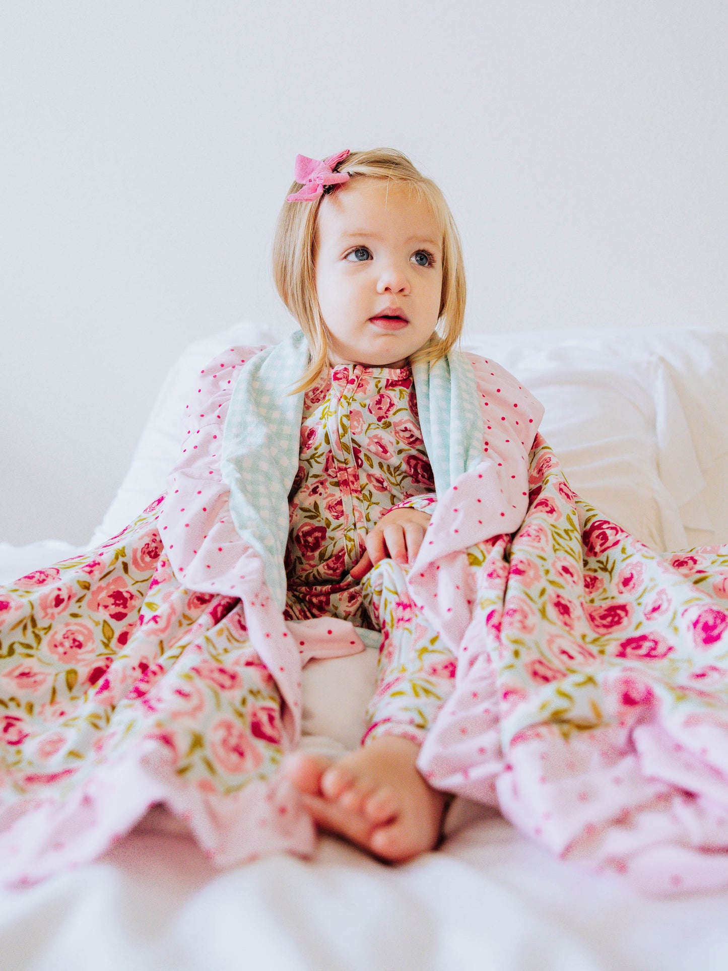 Cloud Layette - Covered in Roses on Aqua