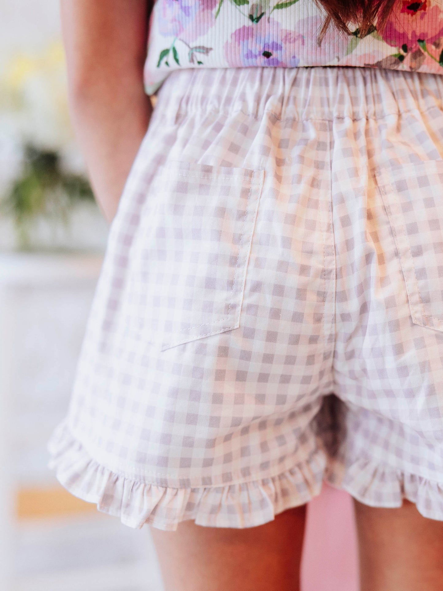 Ruffled Shorts - Purple Gingham