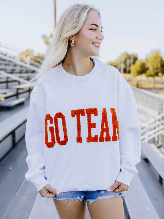 Adult Warm Knit Sweatshirt - Go Team Burnt Orange