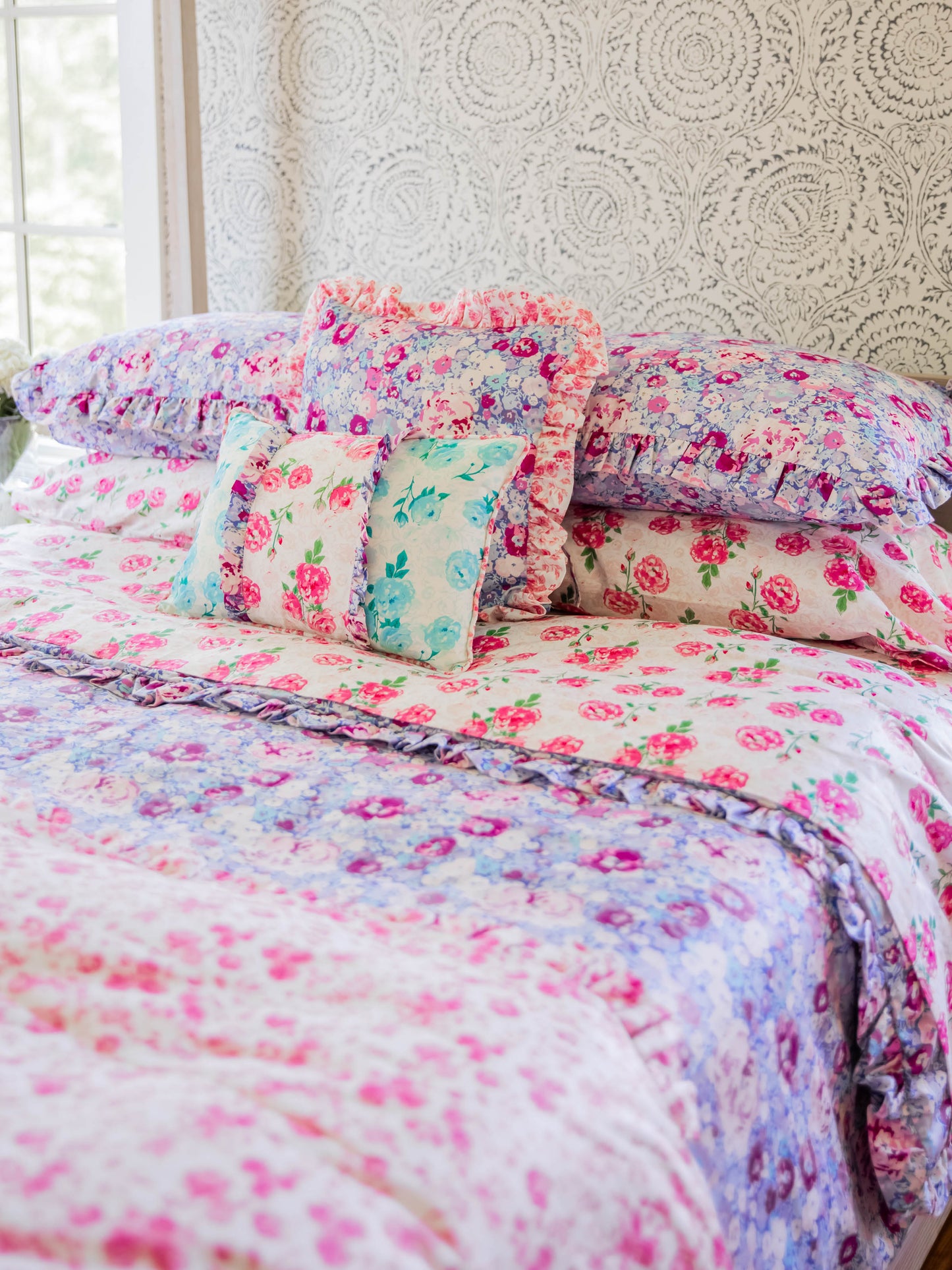 Duvet Cover + Sham(s) - Pastel Carnations