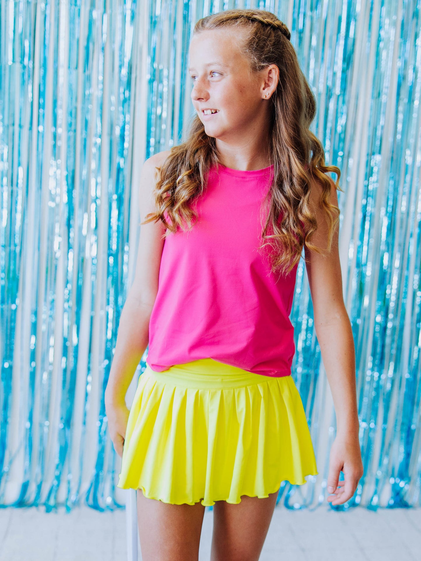 Pleated Tennis Skort - Neon Yellow