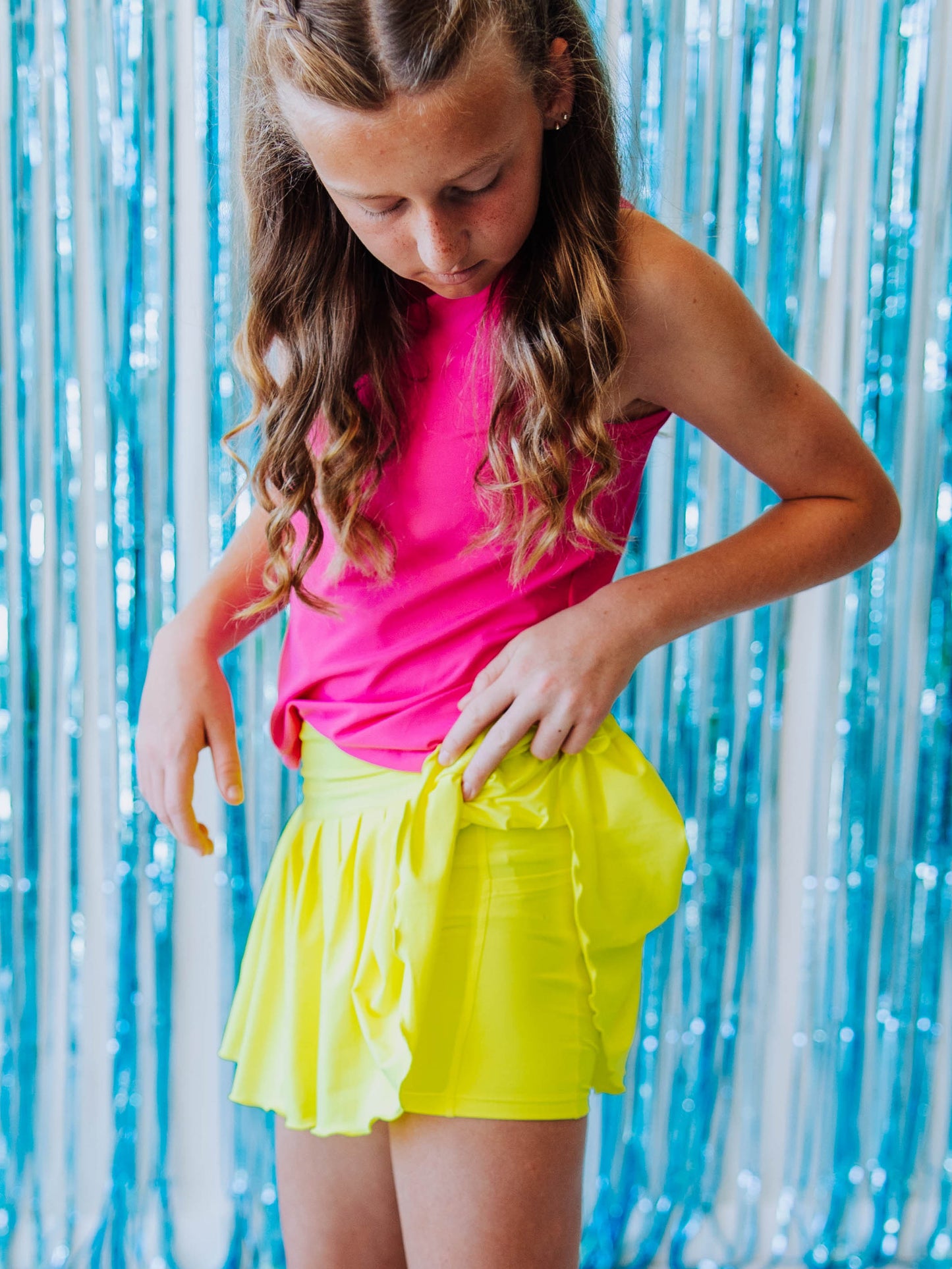 Pleated Tennis Skort - Neon Yellow