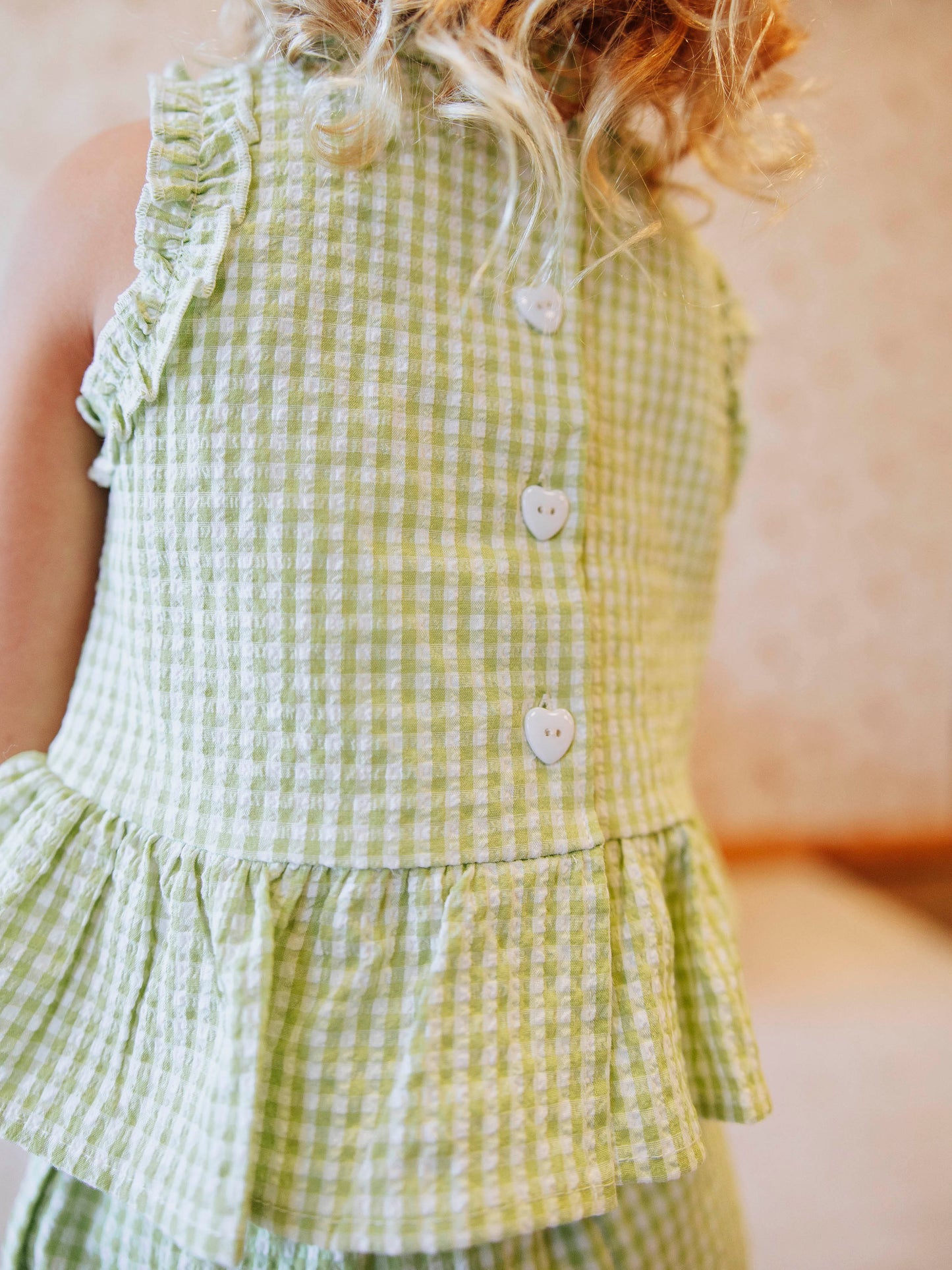 Peplum Seersucker Set - Soft Green