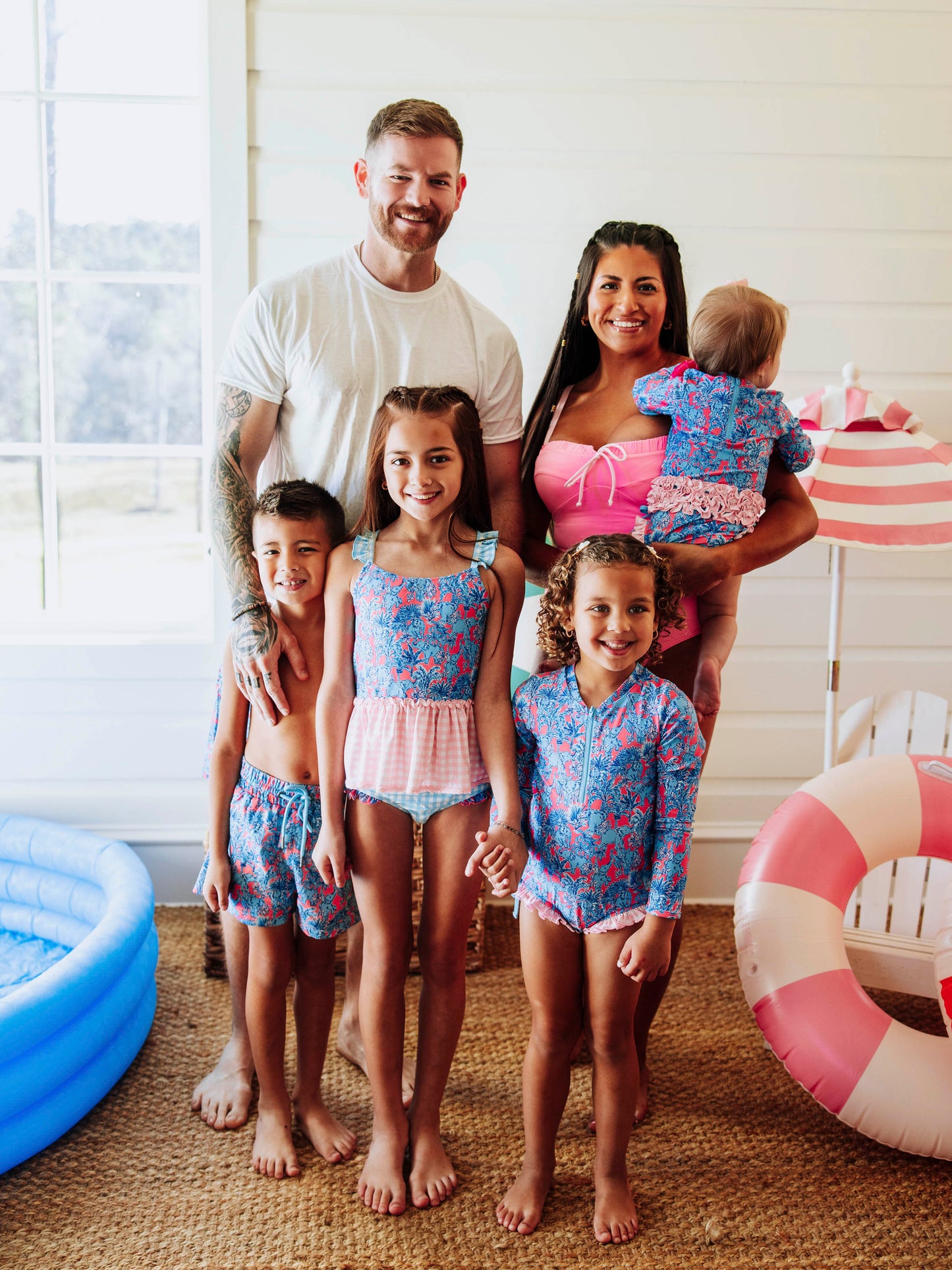 Boy's Swim Trunks - Pink Elephants