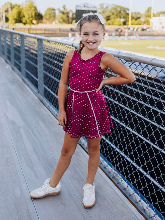 Tennis Dress - Maroon Dot