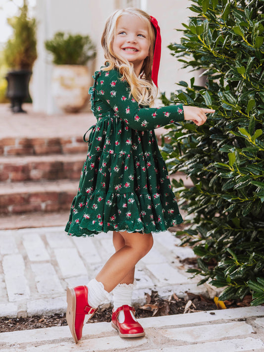 Flair Dress - Green Roses
