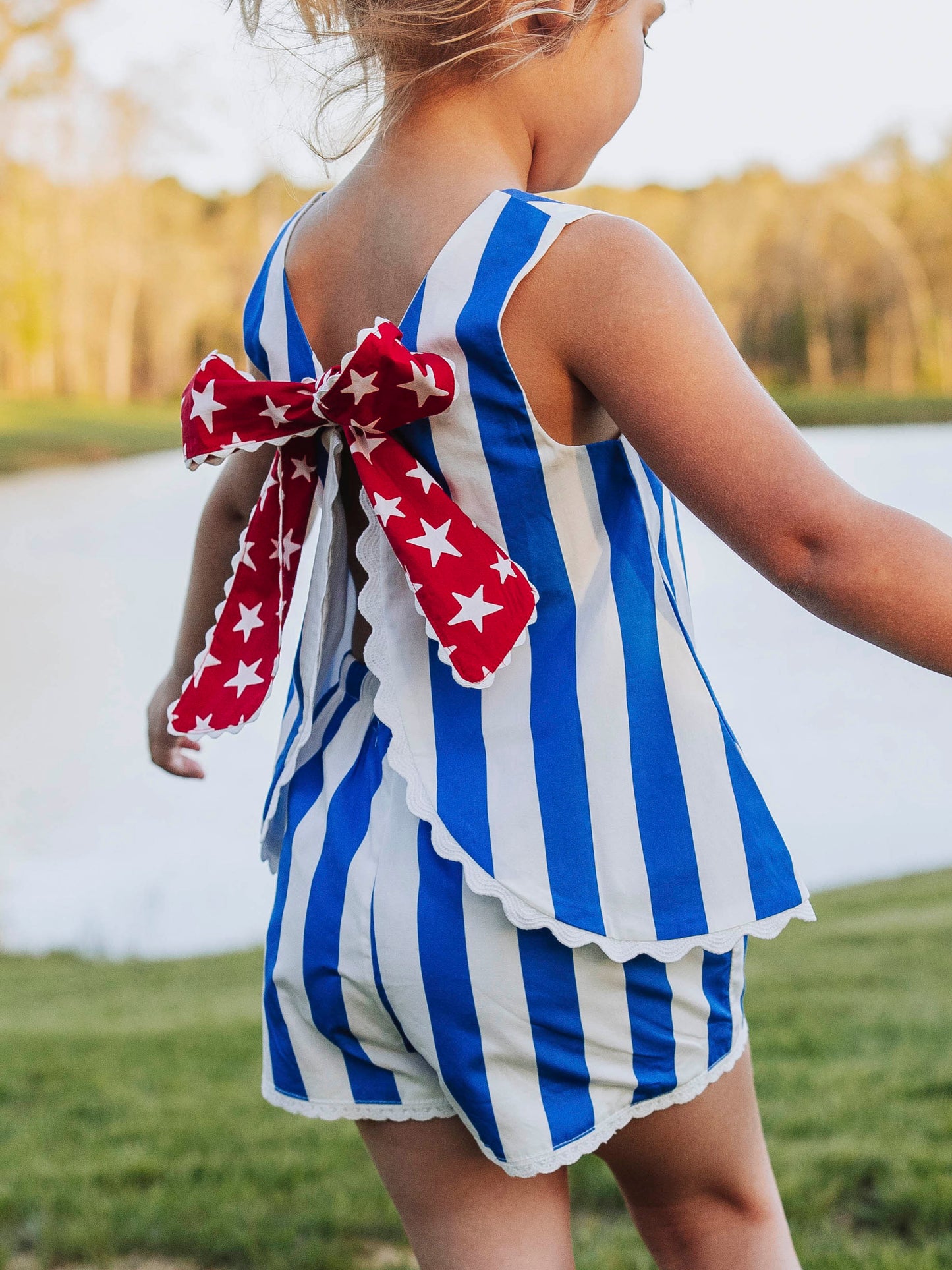 Vintage Bow Playsuit - Stars and Stripes Forever