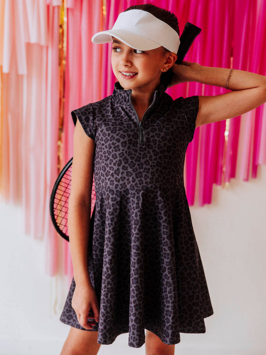 Active Zip Dress - Black Leopard