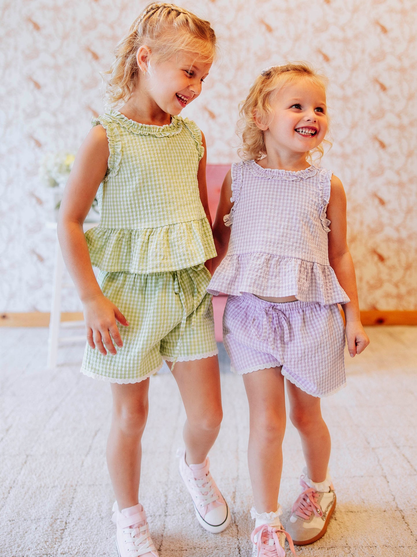 Peplum Seersucker Set - Soft Green