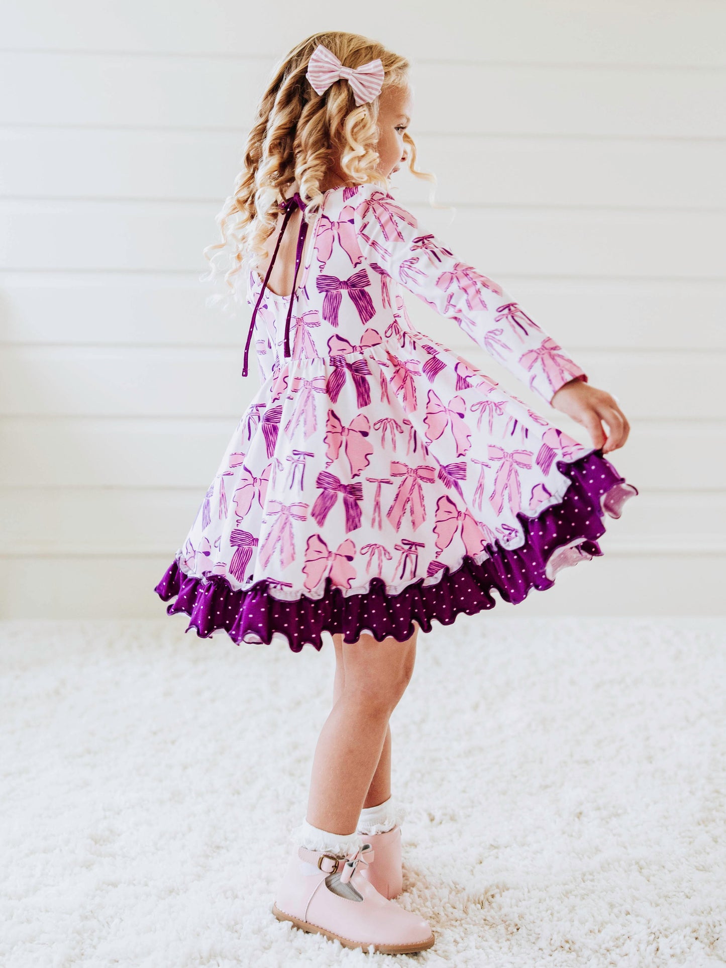 Flair Dress - Purple Bows