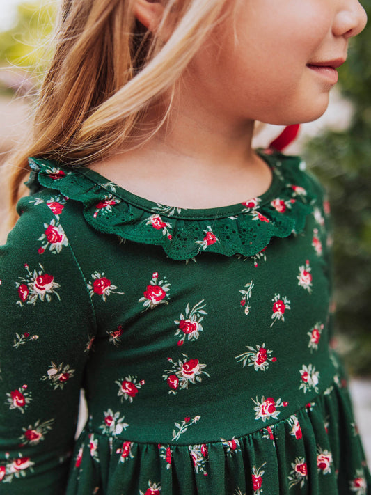 Flair Dress - Green Roses
