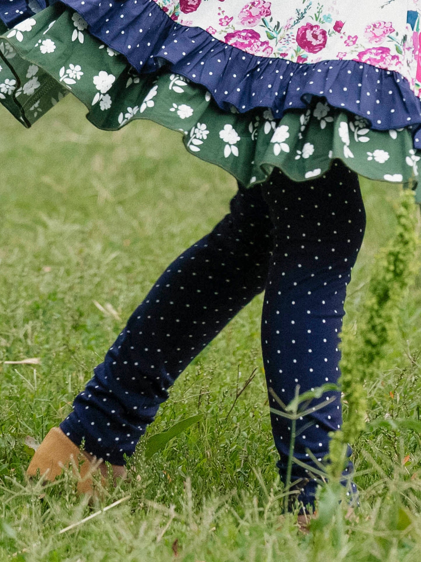 Frankie Leggings - Navy Dotty