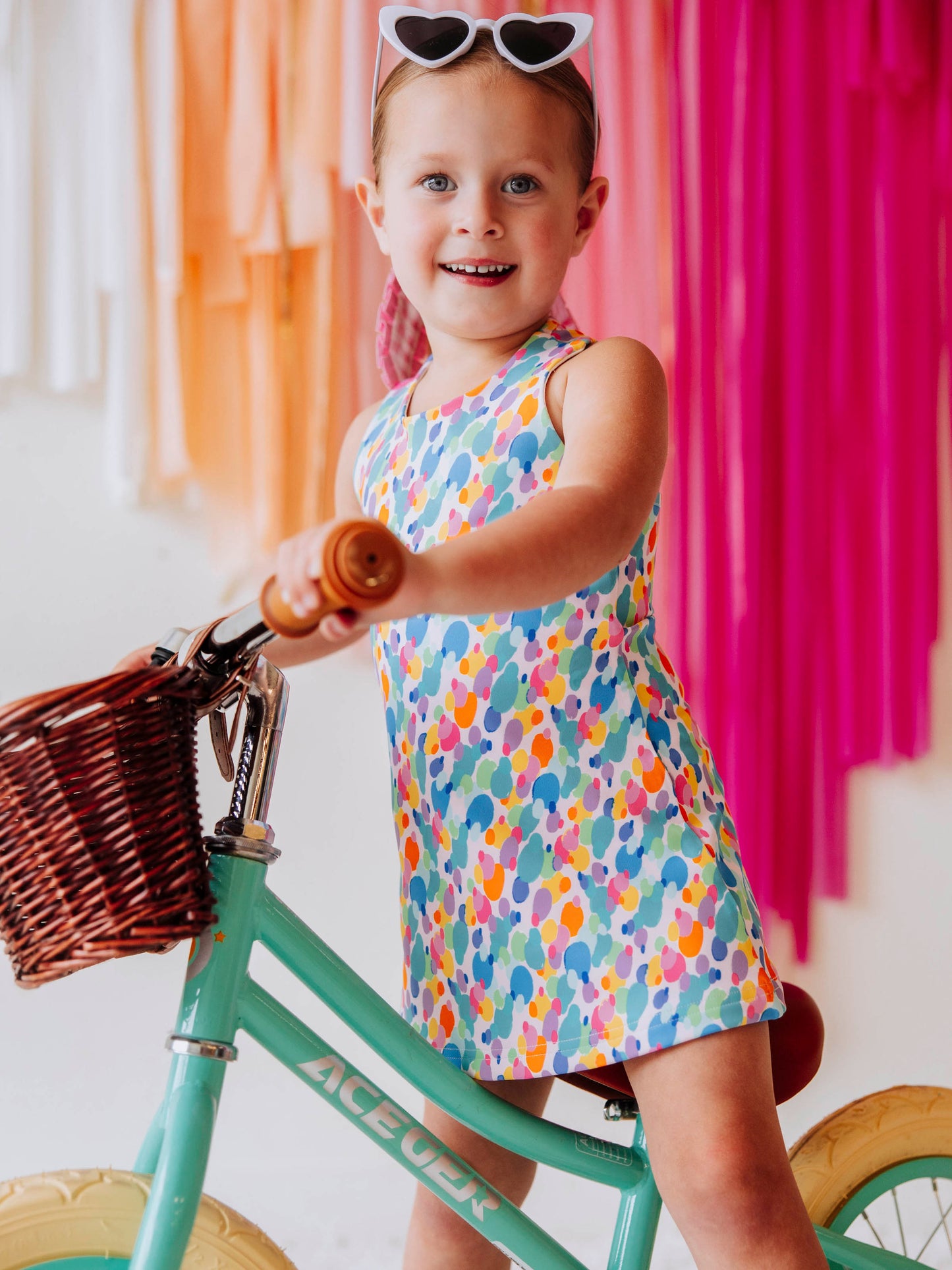 Racerback Tank Dress - Rainbow Dots