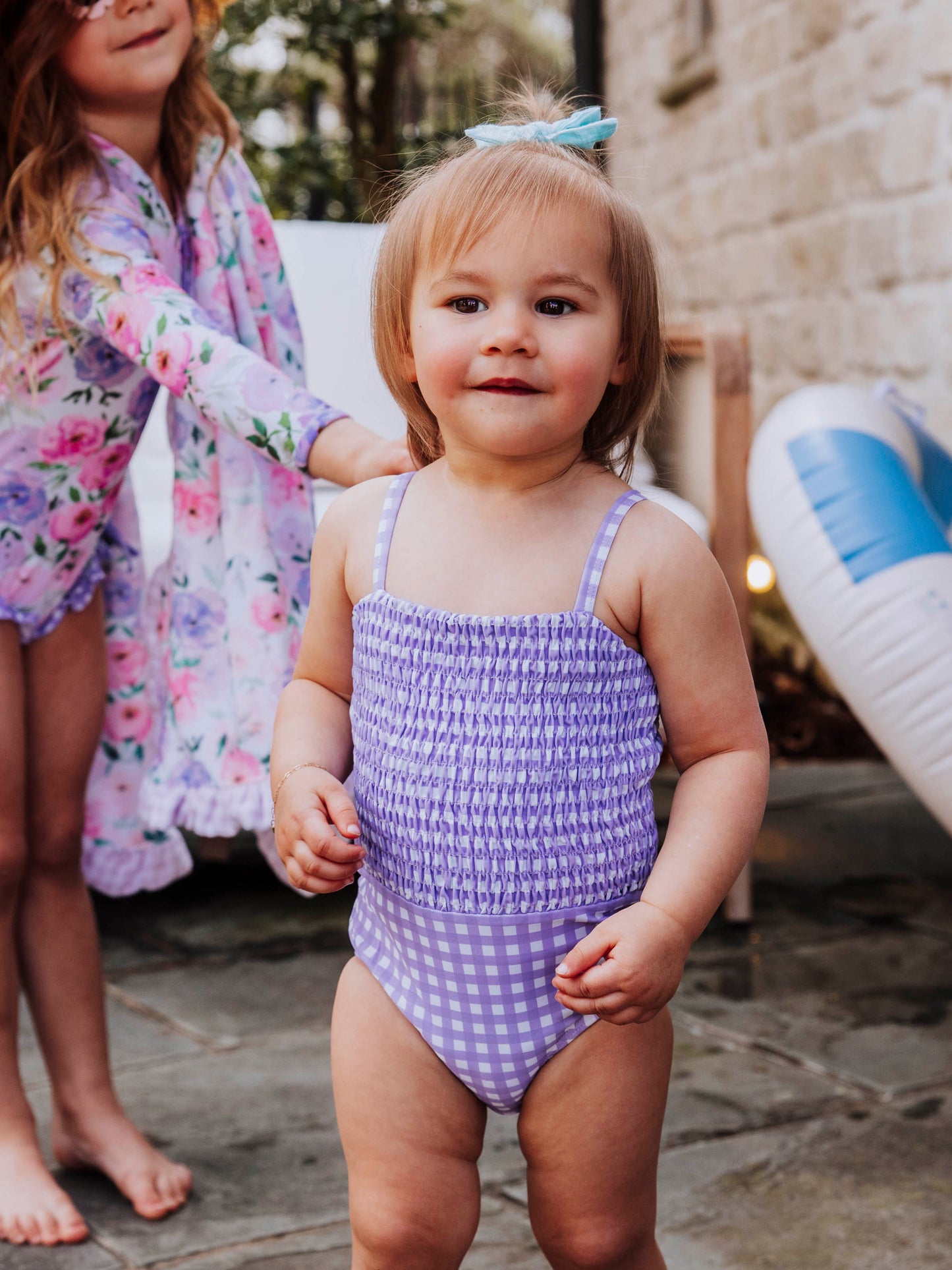 Smocked One Piece - Lavender Gingham