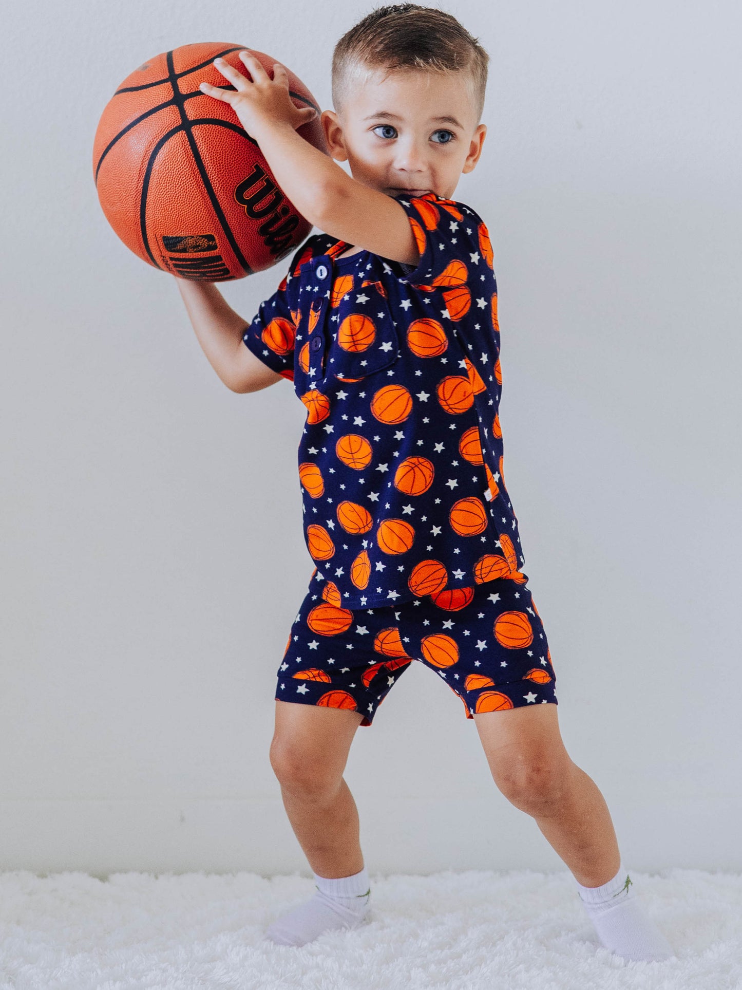 Cloud Short Set Pajamas - Basketball Allstars Navy