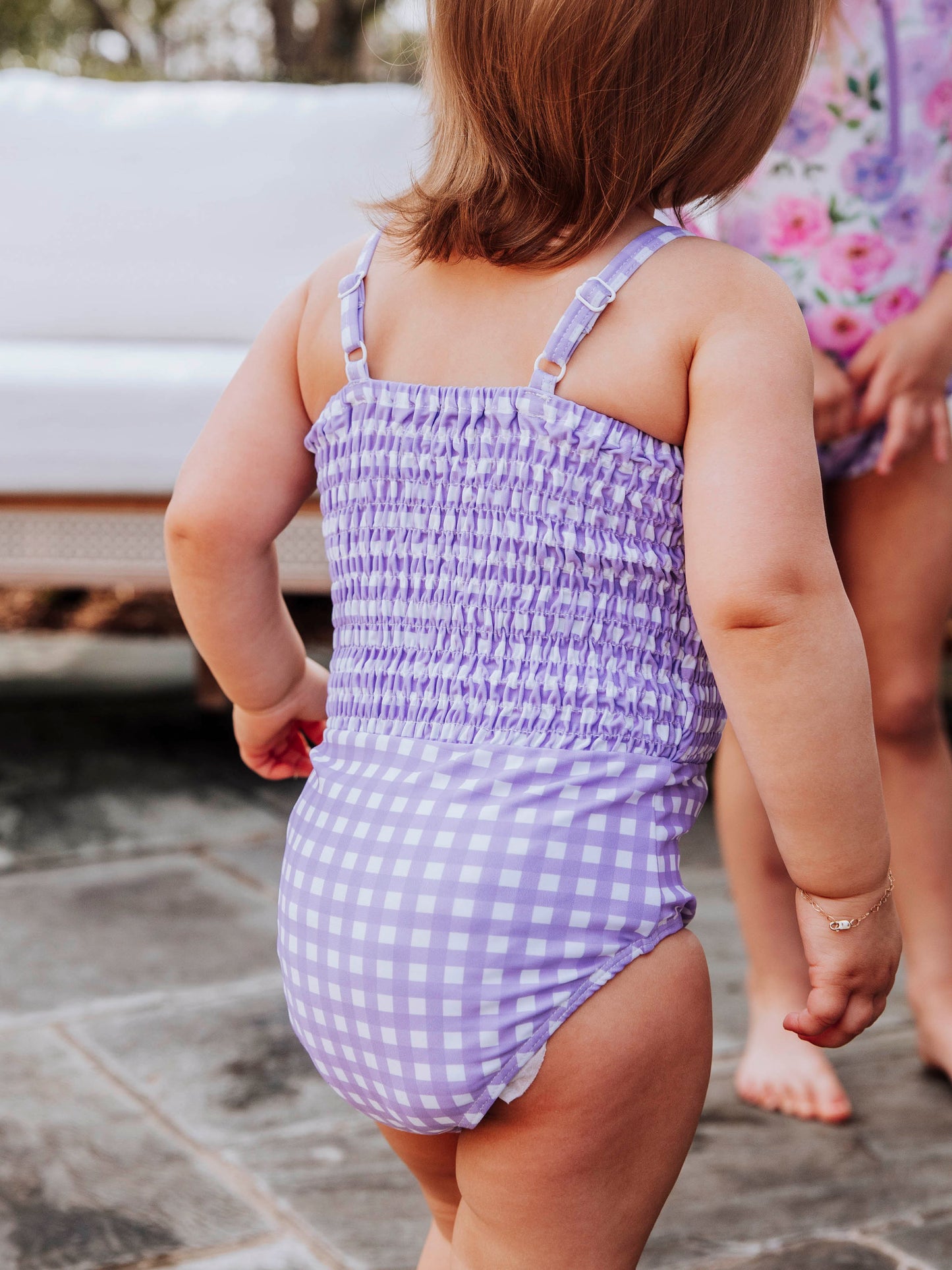 Smocked One Piece - Lavender Gingham