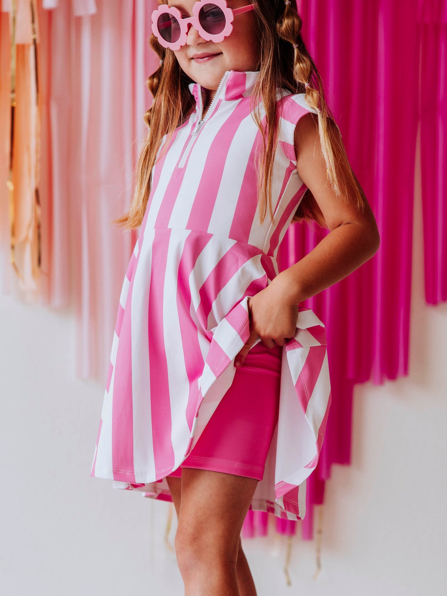 Active Zip Dress - Bubblegum Stripe