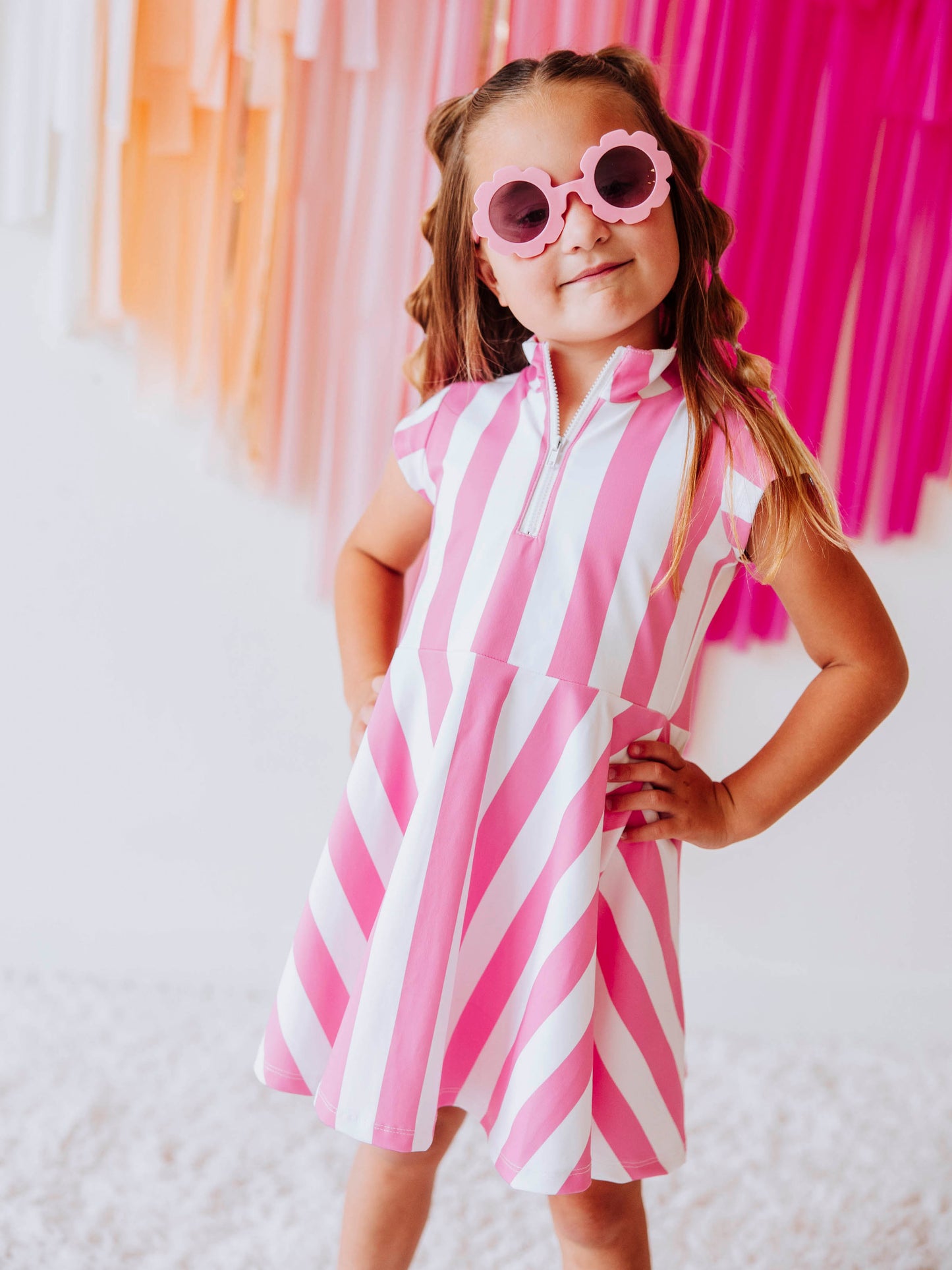 Active Zip Dress - Bubblegum Stripe