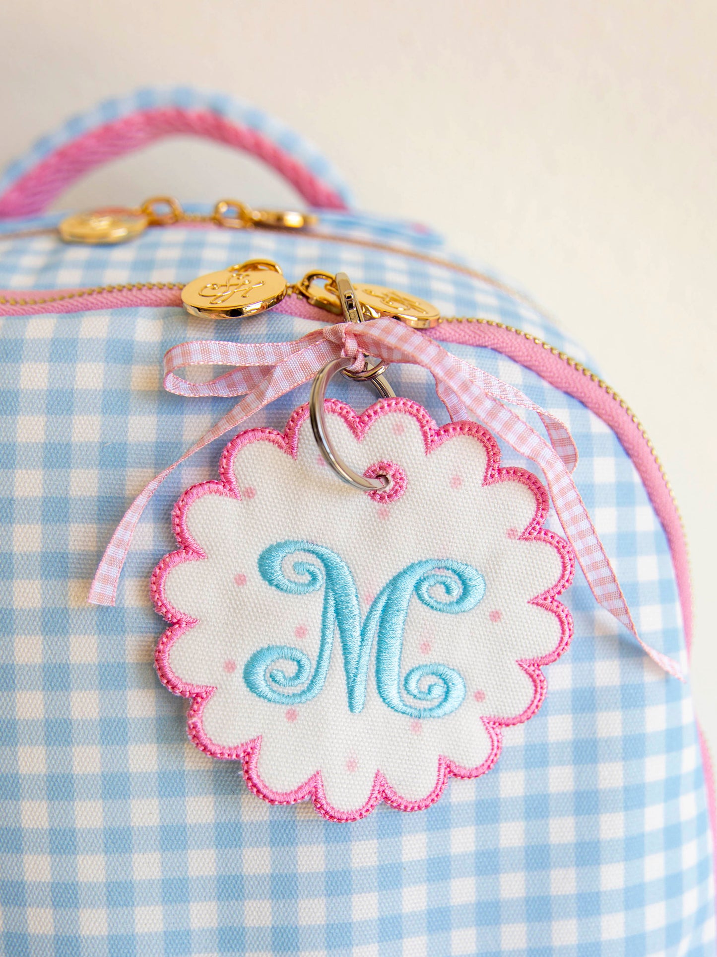 Monogrammed Go Everywhere Tag - Orchid Pink Dot