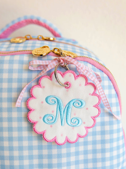 Monogrammed Go Everywhere Tag - Orchid Pink Dot